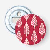 Beech leaf-patroon - Ruby red en crème Button Flesopener (Voorkant)