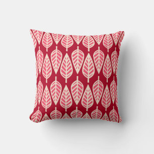 Beech leaf-patroon - Ruby red en crème Kussen