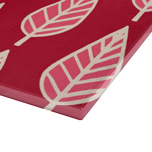 Beech leaf-patroon - Ruby red en crème Snijplank (Hoek)