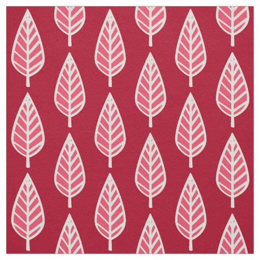 Beech leaf-patroon - Ruby red en crème Stof (Swatch)