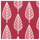Beech leaf-patroon - Ruby red en crème Stof (Close Up)