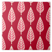 Beech leaf-patroon - Ruby red en crème Tegeltje (Voorkant)