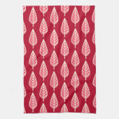 Beech leaf-patroon - Ruby red en crème Theedoek (Verticaal)