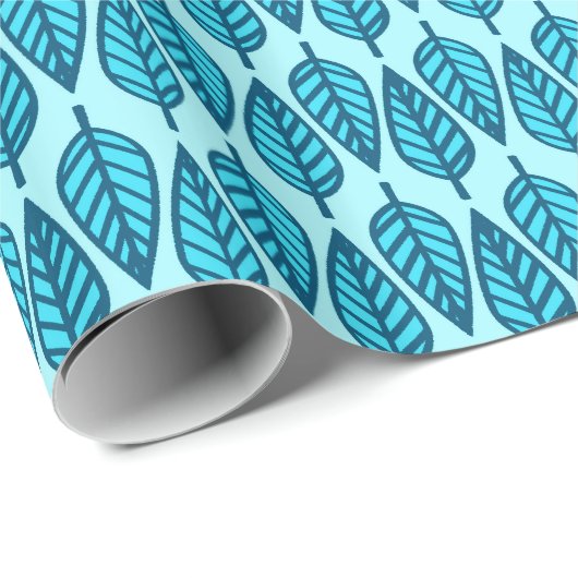 Beech leaf-patroon - Shades of sky blue Cadeaupapier (Rol Hoek)