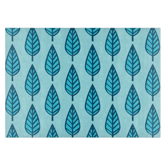 Beech leaf-patroon - Shades of sky blue Snijplank (Voorkant)