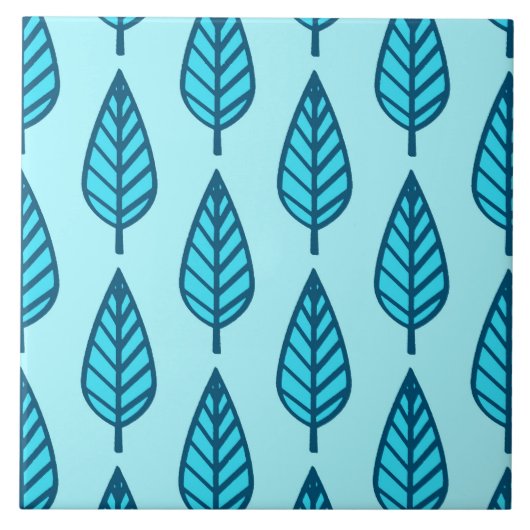 Beech leaf-patroon - Shades of sky blue Tegeltje (Voorkant)
