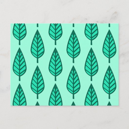 Beech leaf-patroon - Turquoise en aqua Briefkaart (Voorkant)