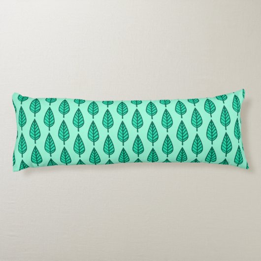 Beech leaf-patroon - Turquoise en aqua Lichaamskussen (Achterkant)