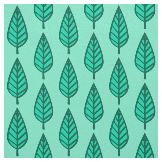 Beech leaf-patroon - Turquoise en aqua Stof (Swatch)