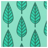 Beech leaf-patroon - Turquoise en aqua Stof (Close Up)