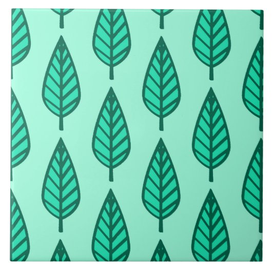 Beech leaf-patroon - Turquoise en aqua Tegeltje (Voorkant)