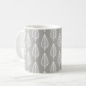 Beech leaf-patroon - zilvergrijs/grijs/wit koffiemok (Voorkant links)