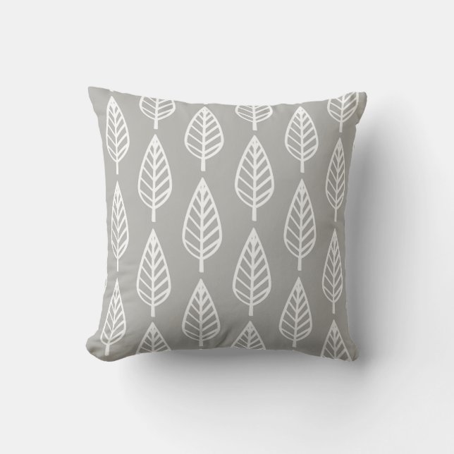 Beech leaf-patroon - zilvergrijs/grijs/wit kussen (Voorkant)