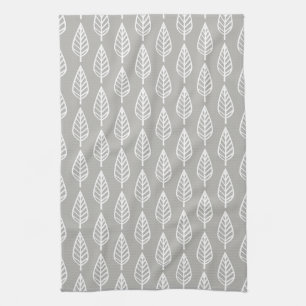 Beech leaf-patroon - zilvergrijs/grijs/wit theedoek