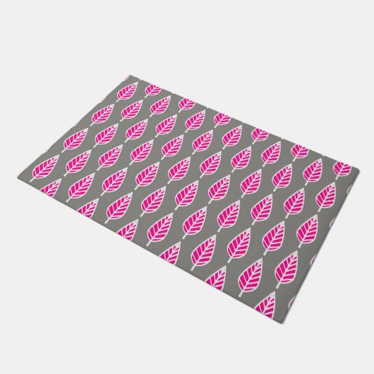 Beech Leaf Pattern, Fuchsia Pink en Silver Grey Deurmat (Schuin)