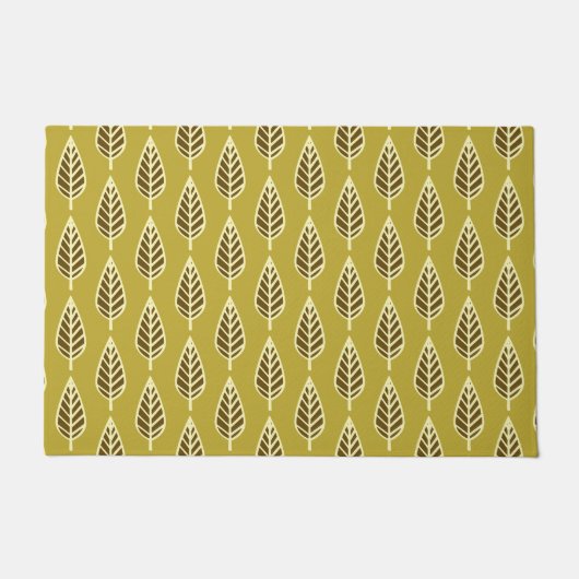 Beech Leaf Pattern, Mustard Gold, Brown en Cream Deurmat (Voorkant)