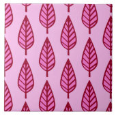 Beech Leaf Pattern, Pink and Burgundy Ceramic Til Tegeltje (Voorkant)