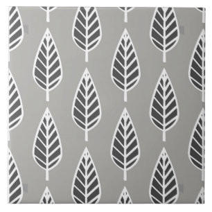 Beech Leaf Pattern, Silver Grey, Graphite & White Tegeltje