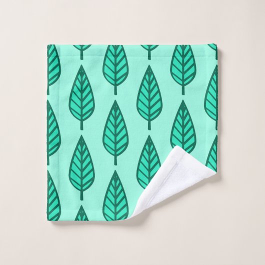 Beech Leaf Pattern, Turquoise en Aqua Bad Handdoek (Wasdoekje)