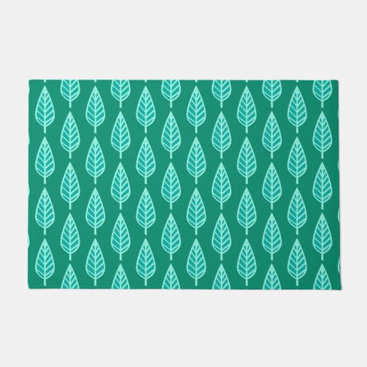 Beech Leaf Pattern, Turquoise en Aqua Deurmat (Voorkant)