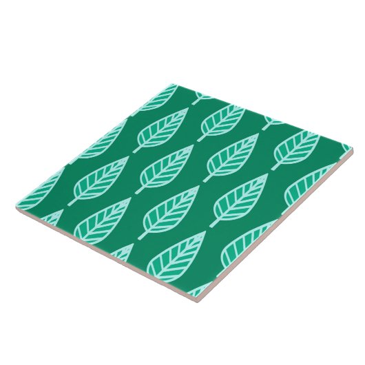 Beech Leaf Pattern, Turquoise en Aqua Tegeltje (Zijkant)