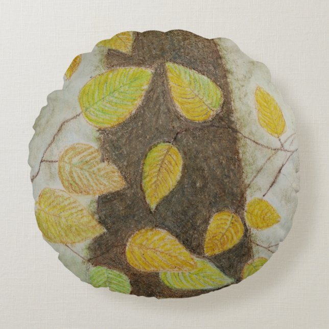 Beech Leaves Rond Kussen (Voorkant)