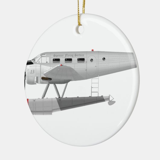 Beech Model 18 op Floats Keramisch Ornament (Links)