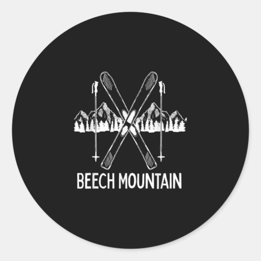 Beech Mountain North Carolina NC Retro Skiing Ronde Sticker (Voorkant)