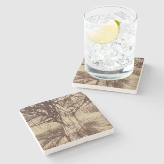 Beech Tree (door Eugène Atget) Stenen Onderzetter (Zijkant)