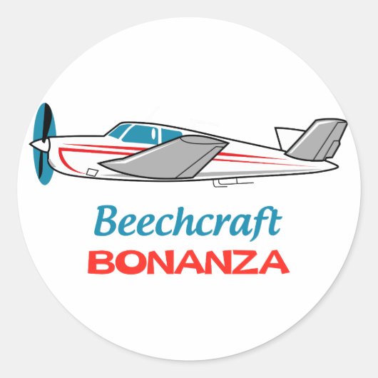 Beechcraft Bonanza Ronde Sticker (Voorkant)