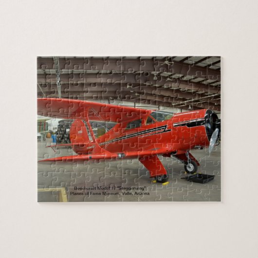 Beechcraft Model 17 "Staggerwing" — Jigzaag Puzzle Legpuzzel (Horizontaal)