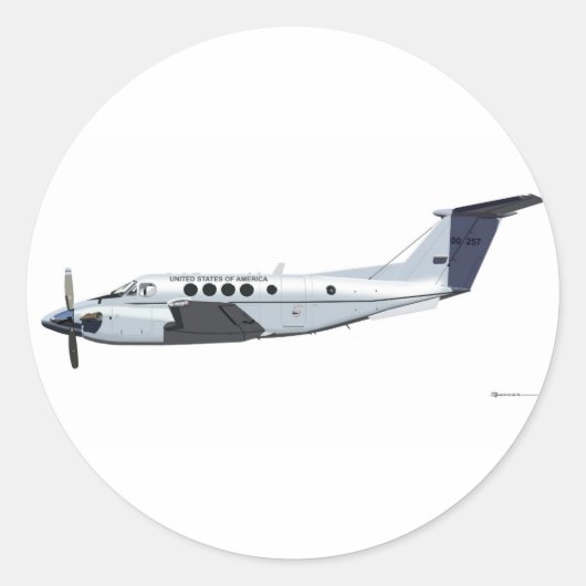 Beechserij C-12 Huron Ronde Sticker (Voorkant)