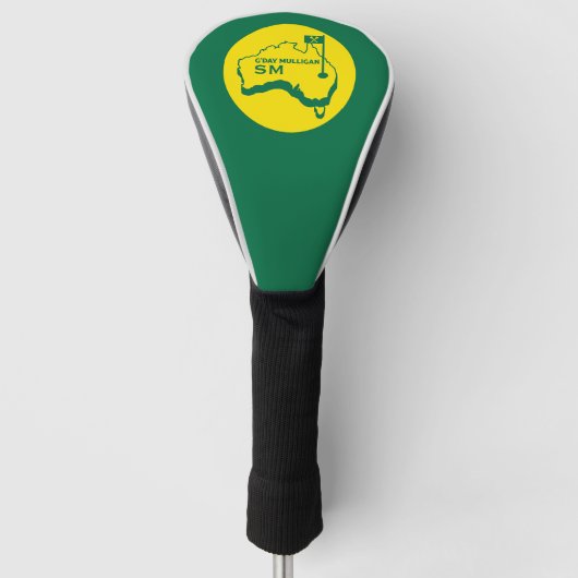 Beeditbaar Aussie-golfergeschenk Golfheadcover (Voorkant)