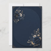 Beeditbaar Blauw & Goud Trouwuitnodiging Template Kaart (Achterkant)