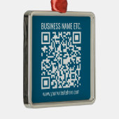 Beeditbare Ocean Blue QR-code Metalen Ornament (Rechts)
