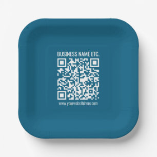 Beeditbare Ocean Blue QR-code Papieren Bordje