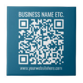 Beeditbare Ocean Blue QR-code  Tegeltje (Voorkant)