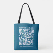 Beeditbare Ocean Blue QR-code Tote Bag (Achterkant)