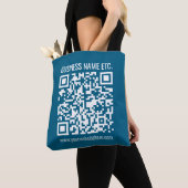 Beeditbare Ocean Blue QR-code Tote Bag (Dichtbij)