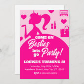 Beeditbare Roze Poppen Meisje Mode Feest Verjaarda Kaart (Voorkant / Achterkant)