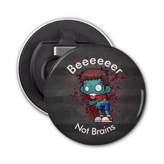 Beeer not Brains Zombie Button Flesopener (Voorkant)