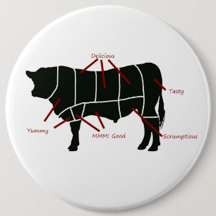 Beef Butcher - Tasty Delicious Yummy Beef! Ronde Button 6,0 Cm
