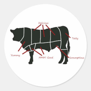 Beef Butcher - Tasty Delicious Yummy Beef! Ronde Sticker