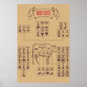 Beef Cuts Grafieken Poster