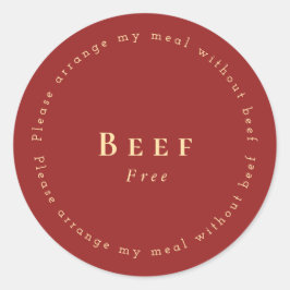 Beef-Free Request Sticker, Dark red Ronde Sticker