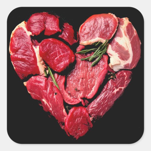 Beef Heart Meat Lovers Raw BBQ Vierkante Sticker (Voorkant)
