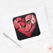 Beef Heart Meat Lovers Raw BBQ Vierkante Sticker (Envelop)