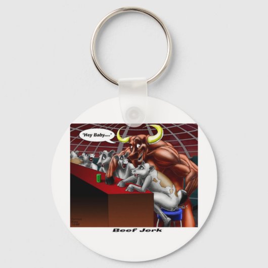 Beef Jerky Origins Funny Koe & Bull Cartoon Gifts Sleutelhanger (Voorkant)