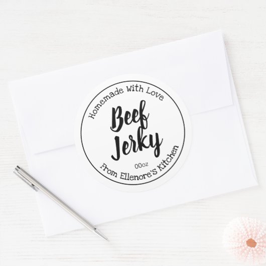 Beef Jerky Ronde Sticker (Envelop)