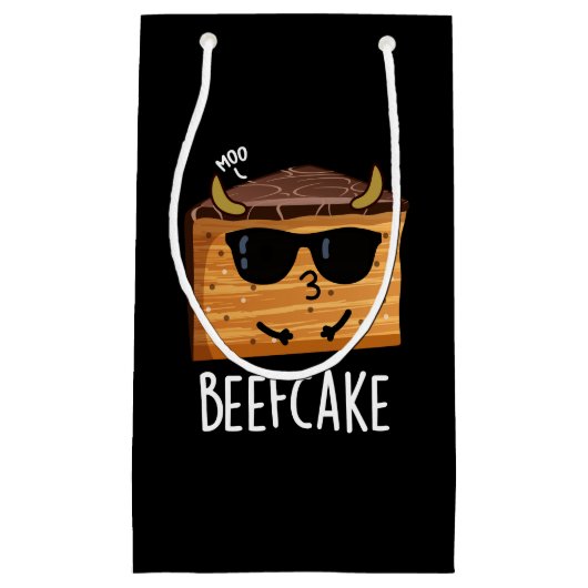 Beefcake Funny Cake Pun Dark BG Klein Cadeauzakje (Voorkant)